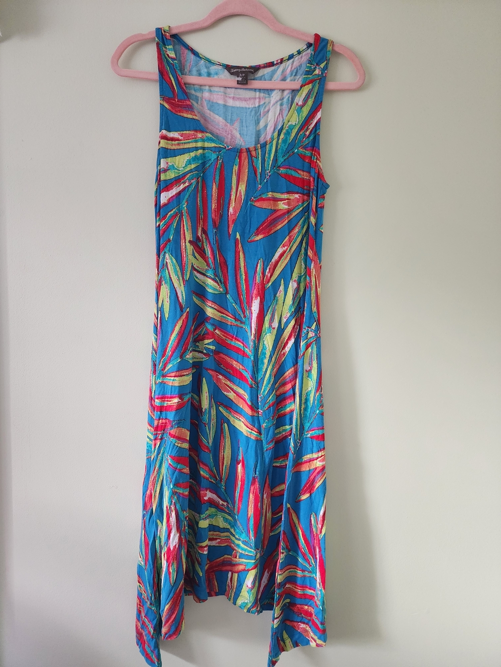 Tommy Bahama Turquoise Sleeveless Tropical Maxi Dress with Pink and Lime Accents